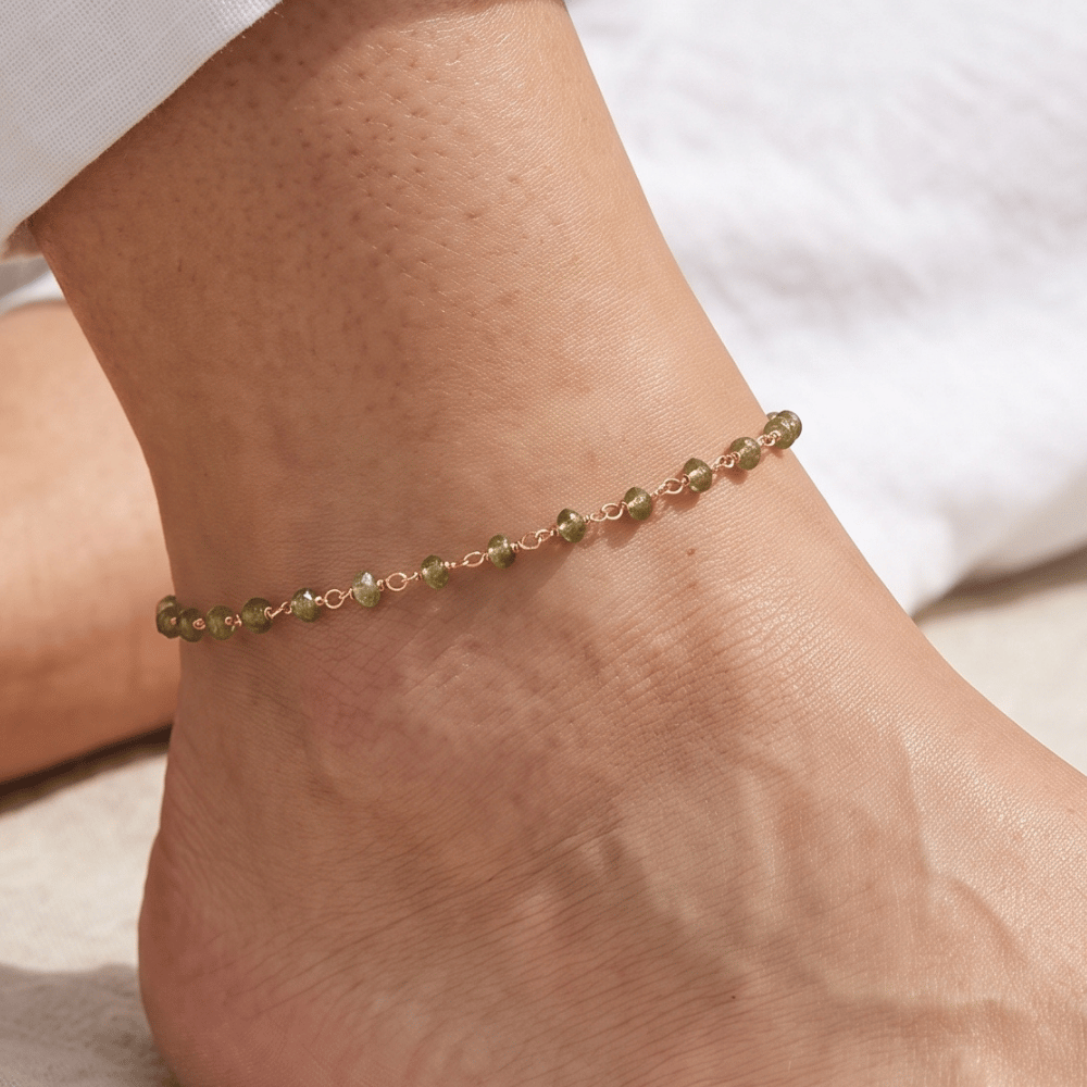 9.5" + 1" 14 Karat Gold Plated Bead Anklet