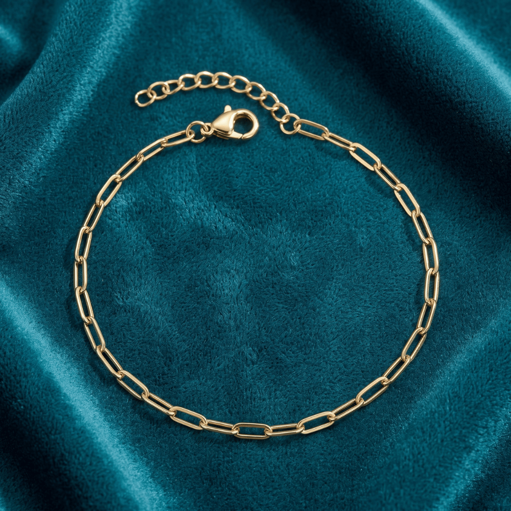 6.5-inch + 1-inch Stainless Steel 2.5mm Paperclip Bracelet - Gold - view 2