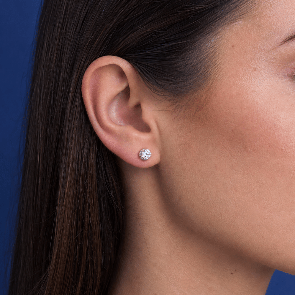 CZ Stud Earrings in Crown Setting