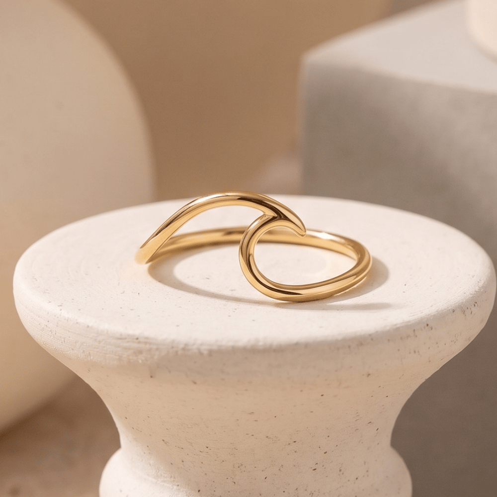 14 Karat Gold Plated Wave Ring