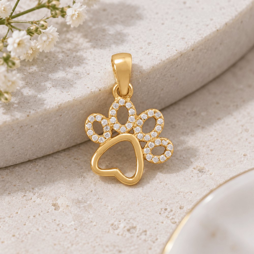 CZ Paw Print Pendant
