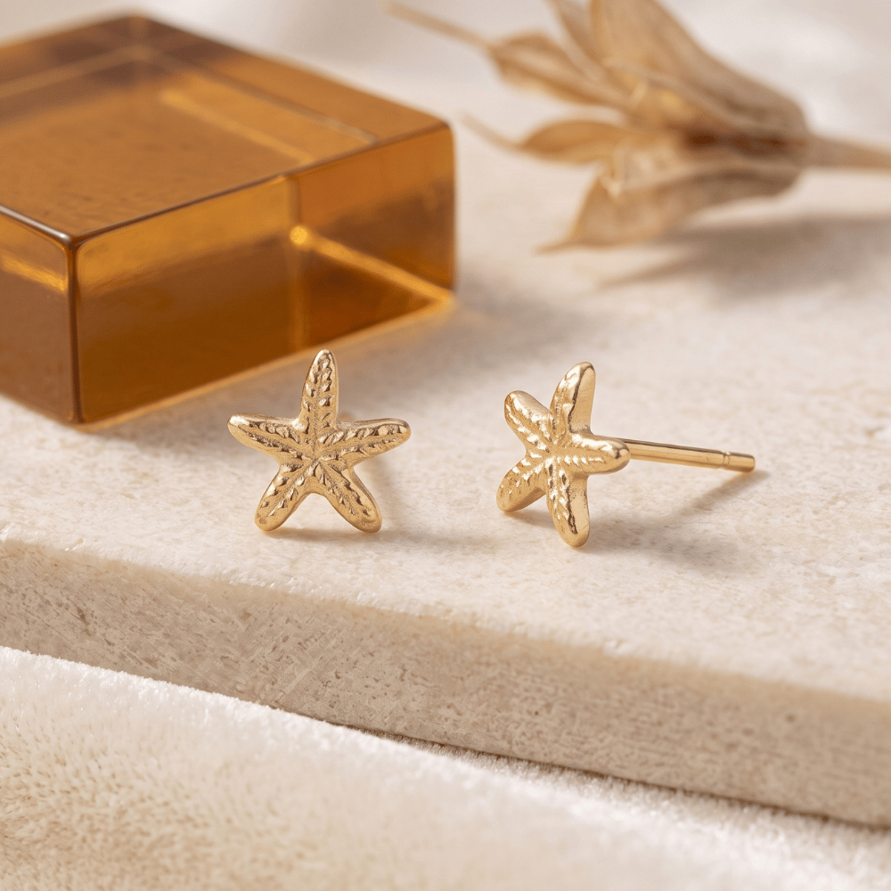 Gold Plated Starfish Stud Earrings