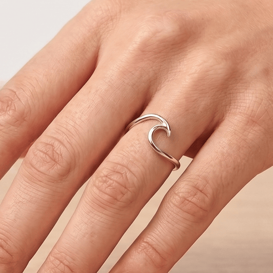 Rhodium Plated Wave Ring