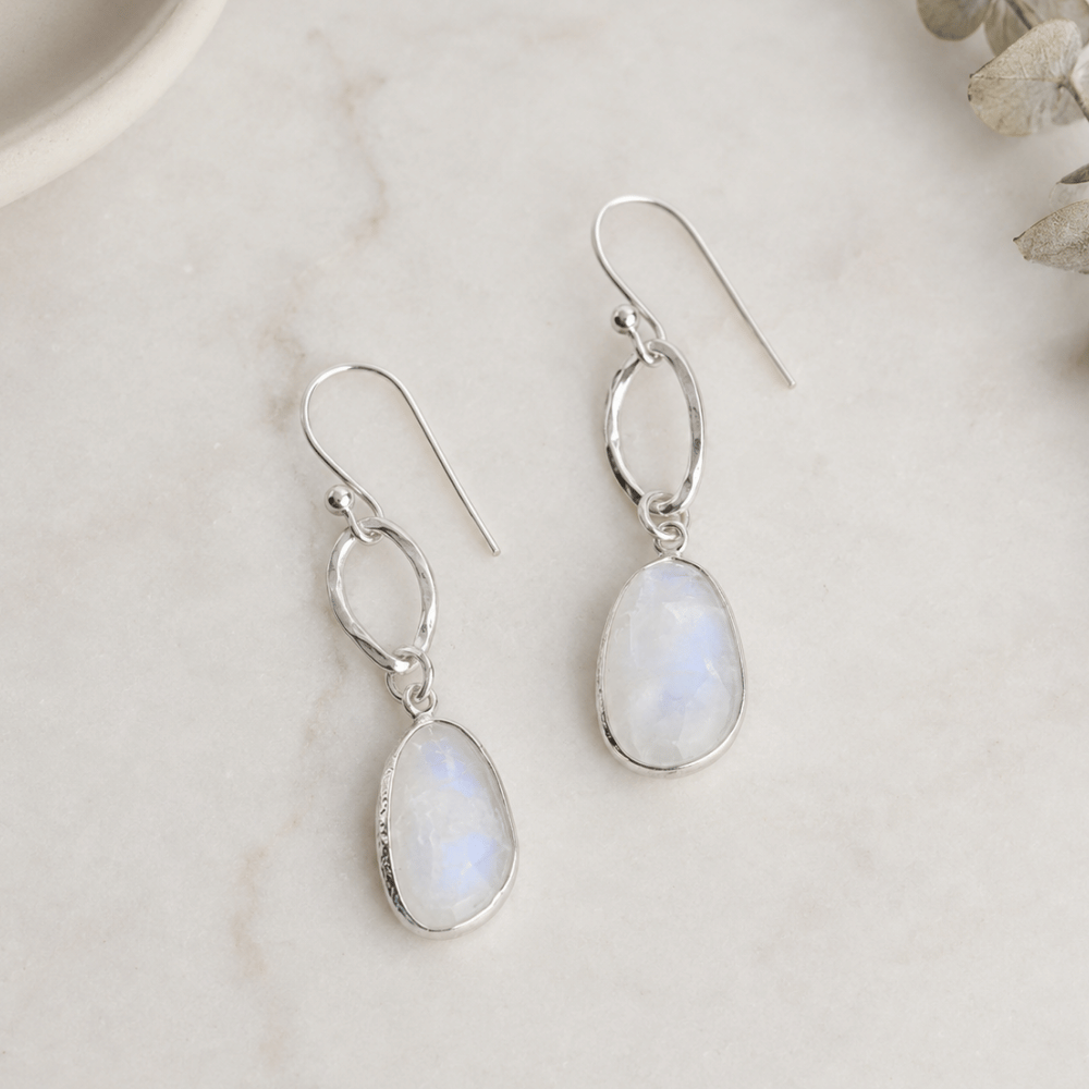 Rainbow Moonstone Drop Earrings