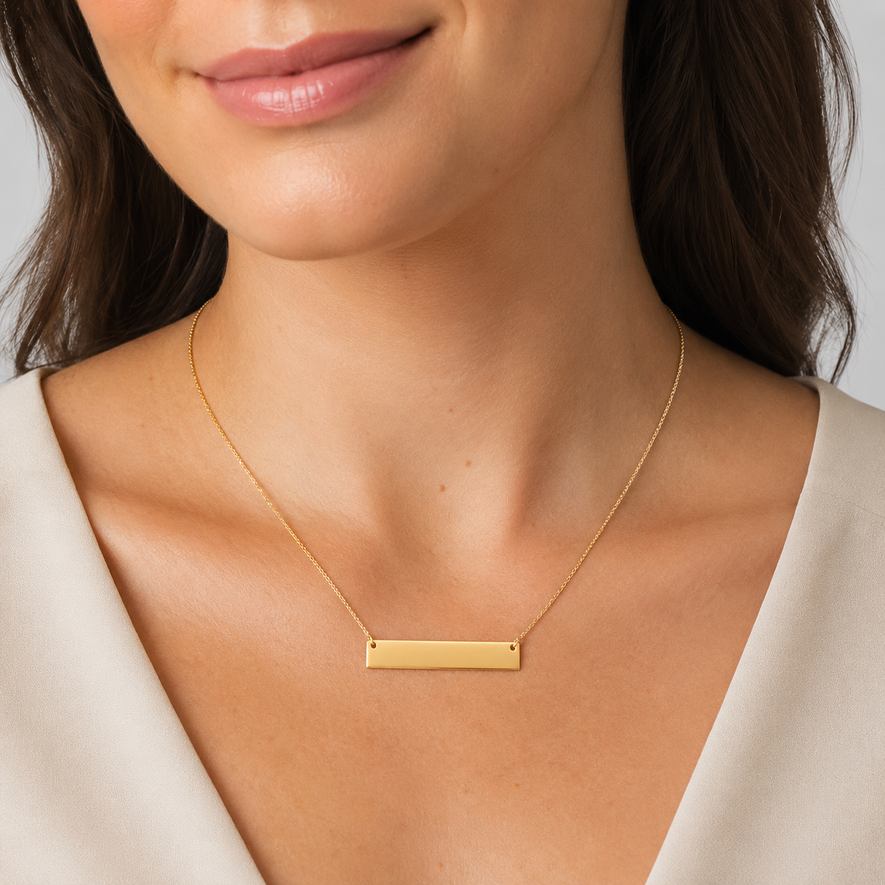 14 Karat Gold Plated Bar Necklace