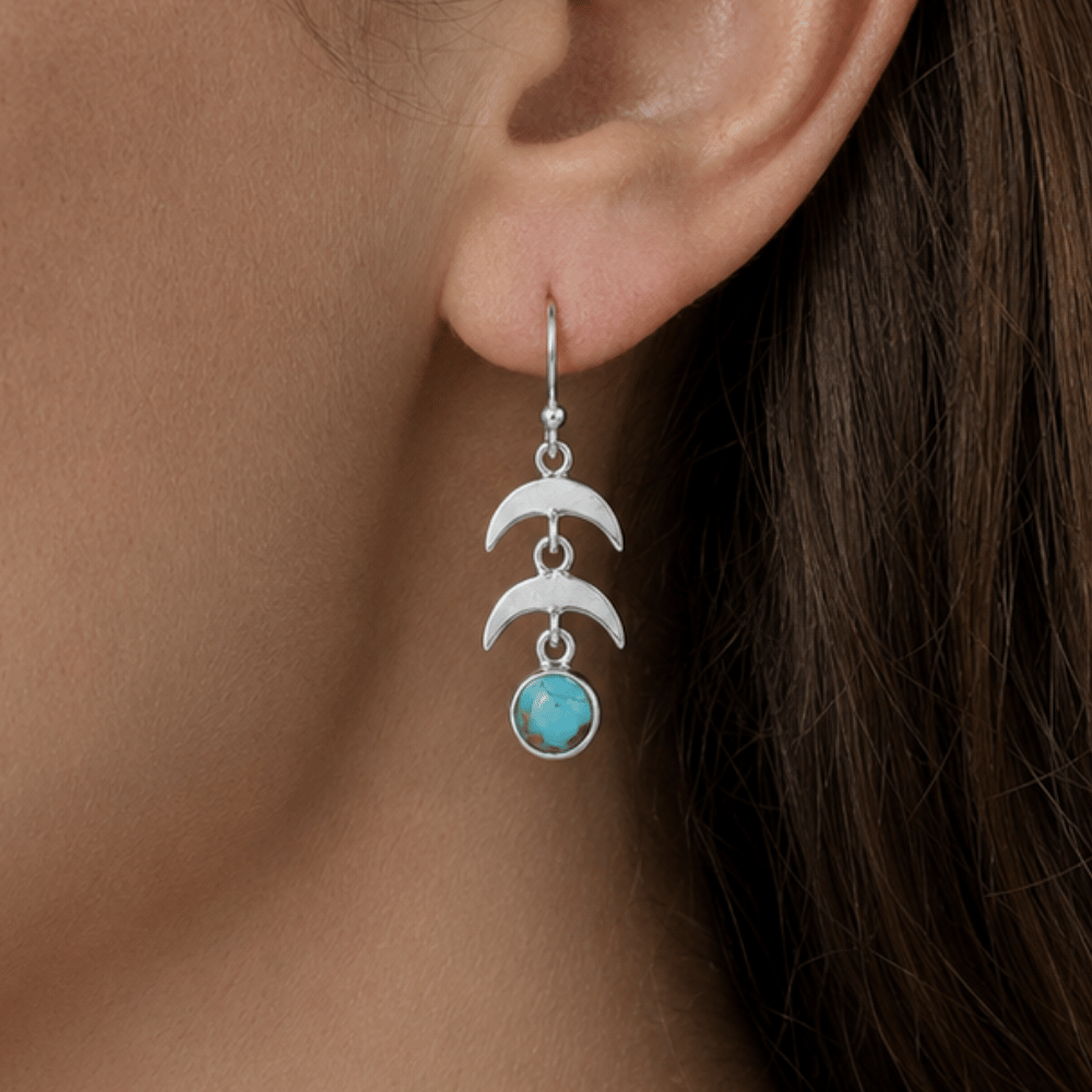 Turquoise Crescent Drop Earrings
