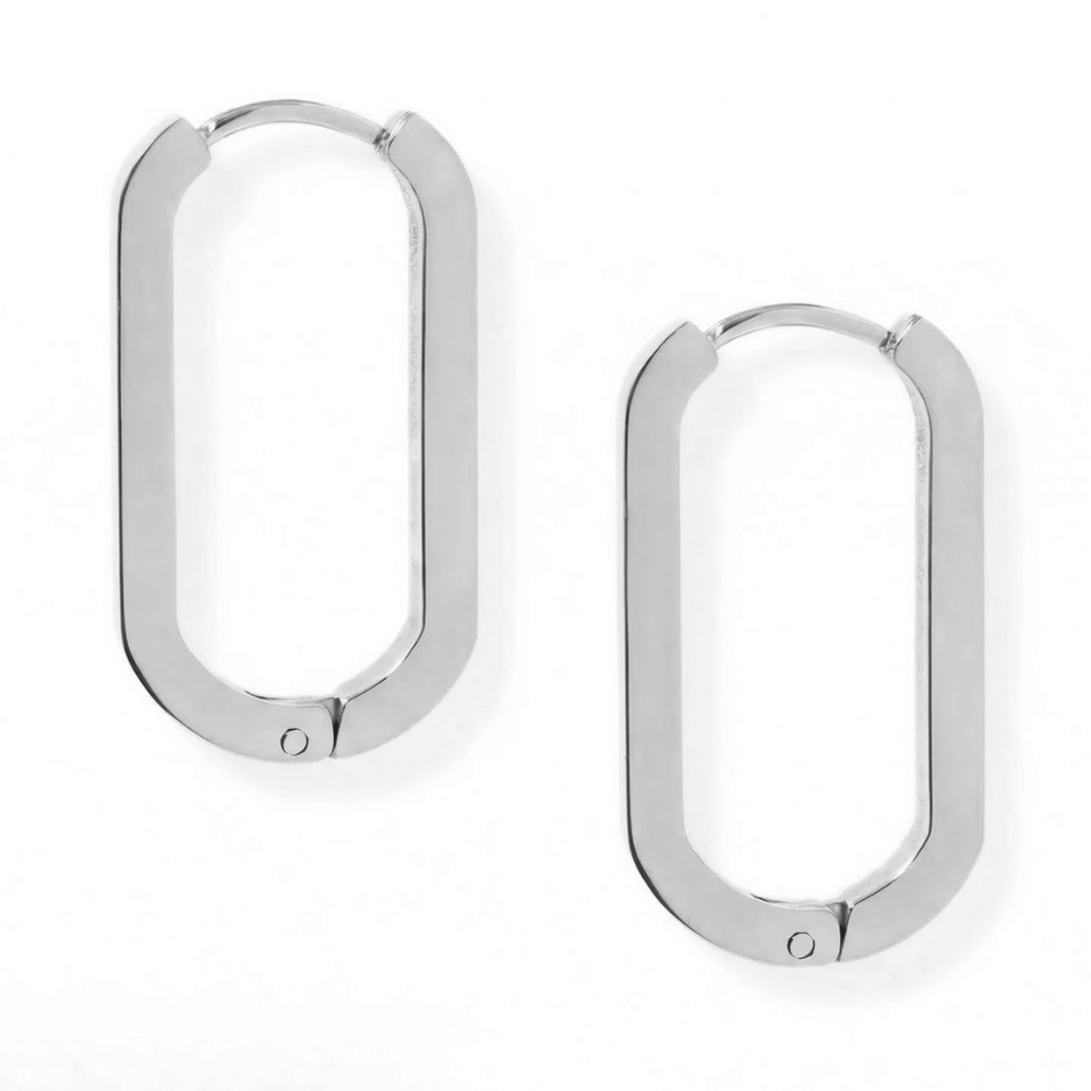 Stainless Steel Oval Square Tube Hoop Earrings