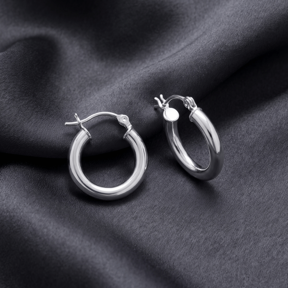 3mm x 15mm Round Click Hoop Earrings