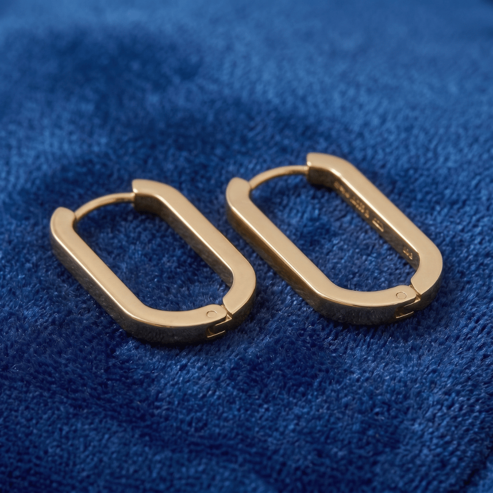 Stainless Steel Oval Square Tube Hoop Earrings