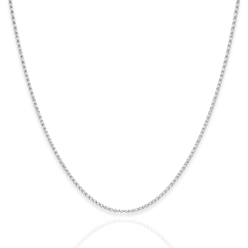 925 Sterling Silver Rhodium Plated Popcorn Chain Necklace - 1.5mm