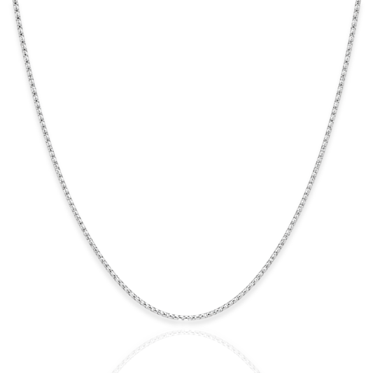 925 Sterling Silver Rhodium Plated Popcorn Chain Necklace - 1.5mm
