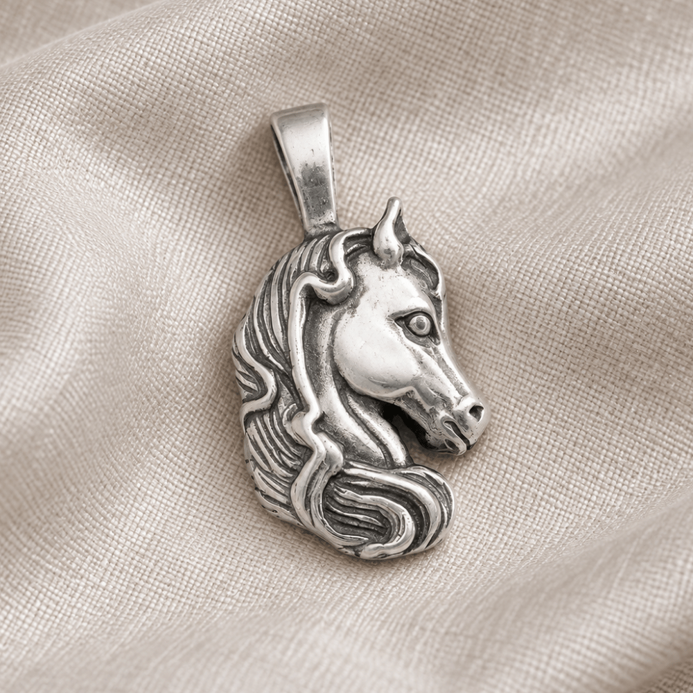 Oxidized Horse Pendant