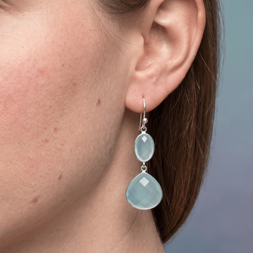 Sea Green Chalcedony Drop Earrings
