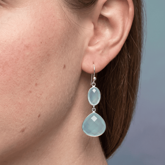 Sea Green Chalcedony Drop Earrings