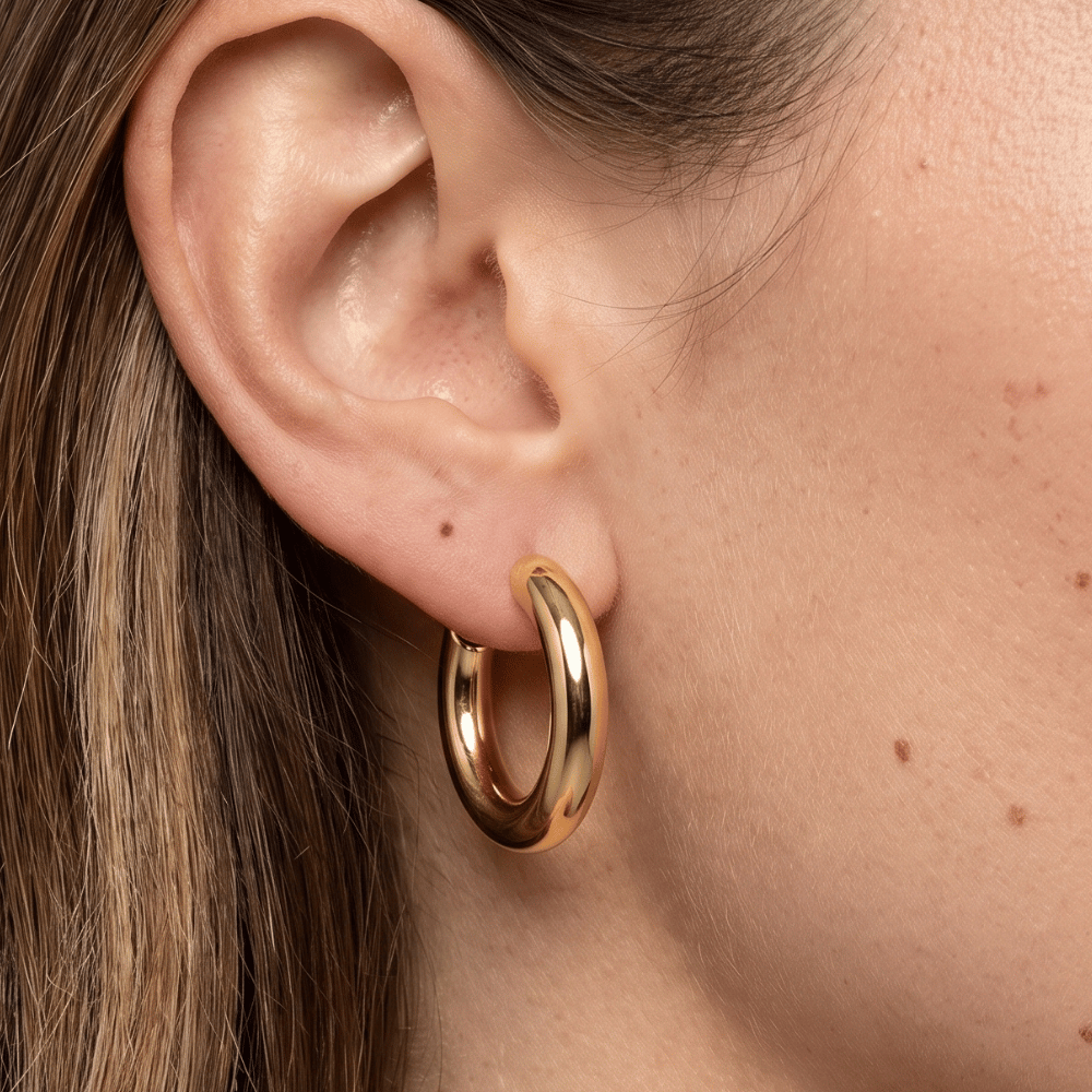 6mm Round Tube Hoop Ball Post Earrings