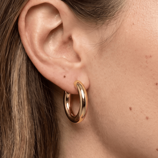 6mm Round Tube Hoop Ball Post Earrings