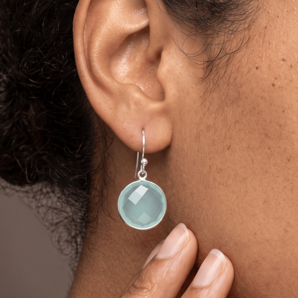 Faceted Sea Green Chalcedony Earrings
