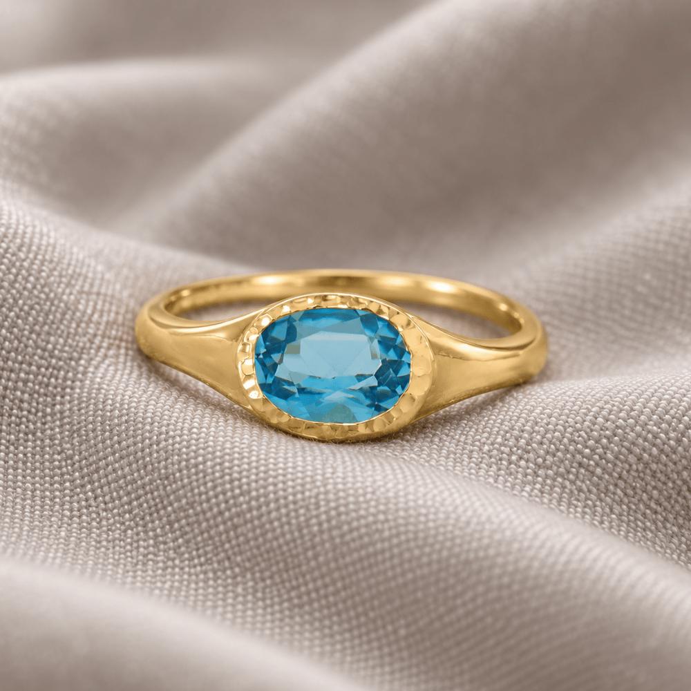 14 Karat Gold Plated Blue Topaz Ring
