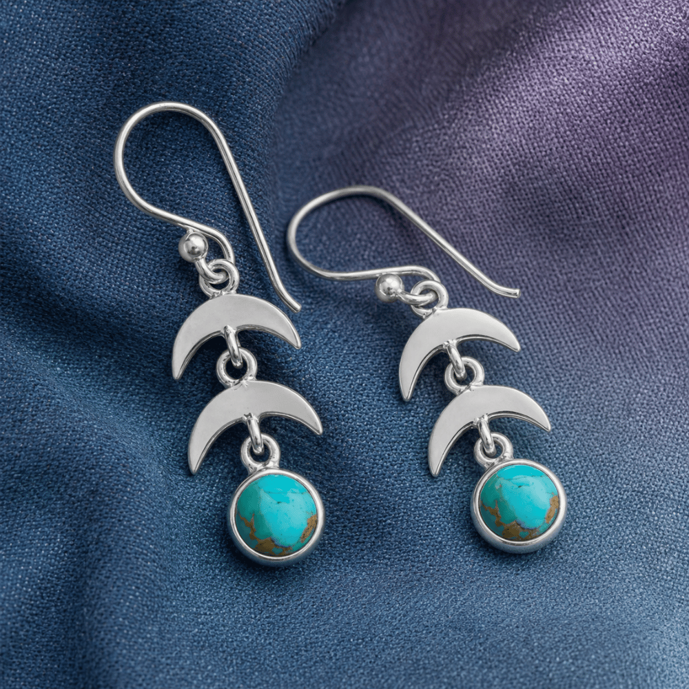 Turquoise Crescent Drop Earrings