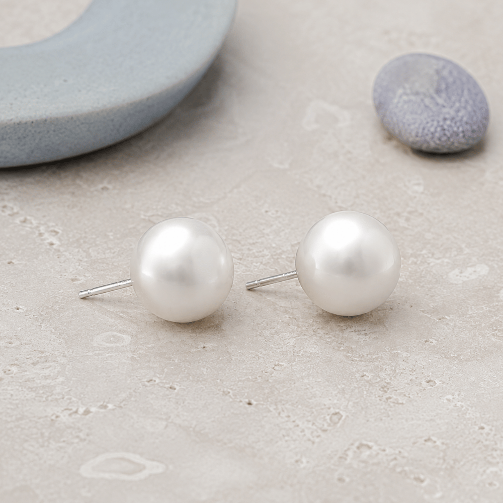 White Cultured Freshwater Pearl Stud Earrings
