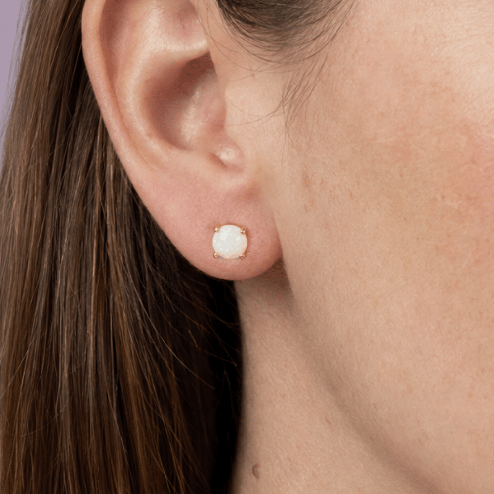 14 Karat Gold Plated Synthetic Opal Stud Earrings