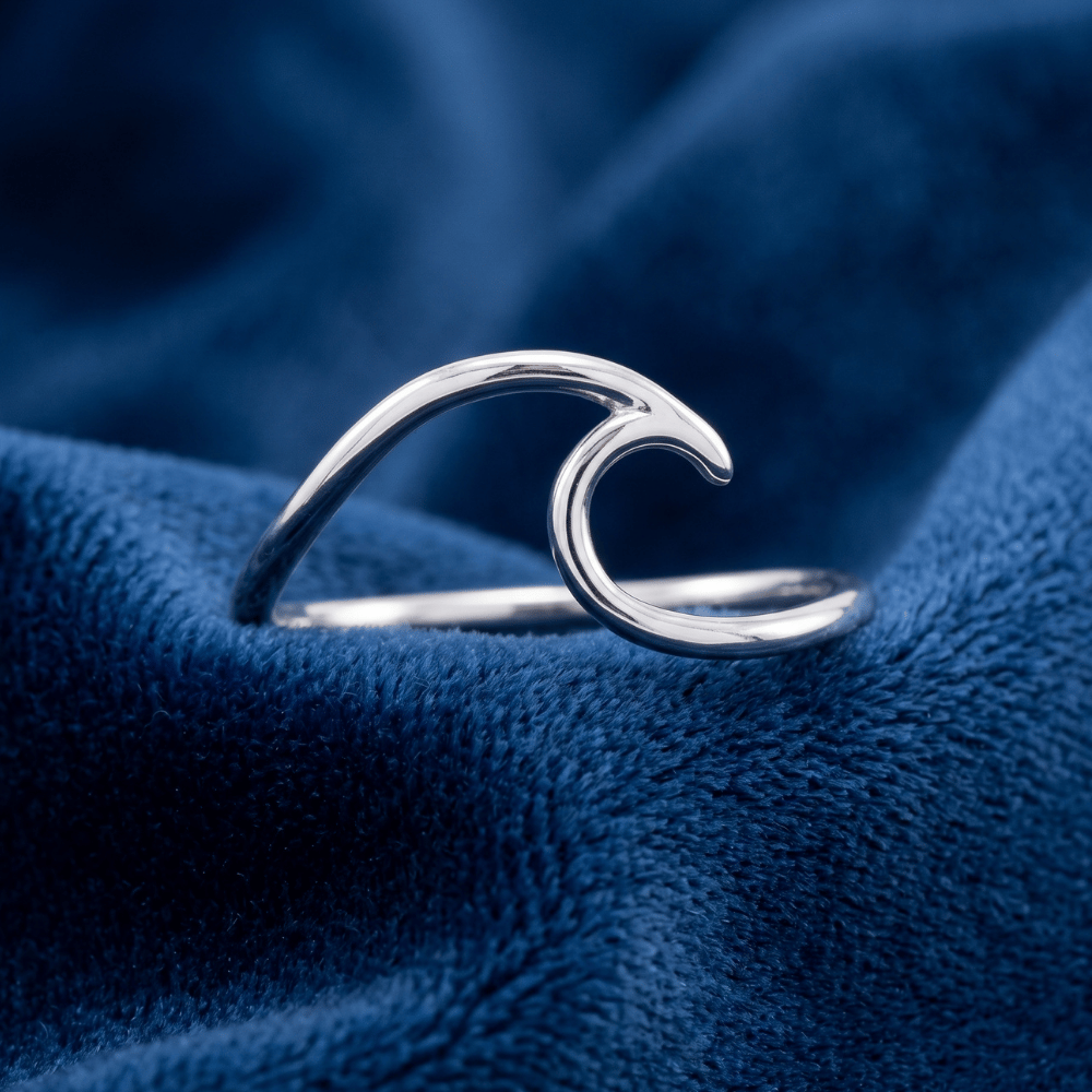 Rhodium Plated Wave Ring