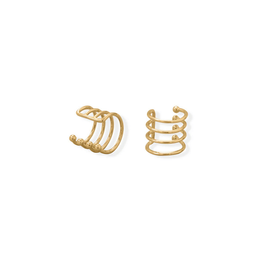 14 Karat Gold Plated Four Row Ear Cuffs