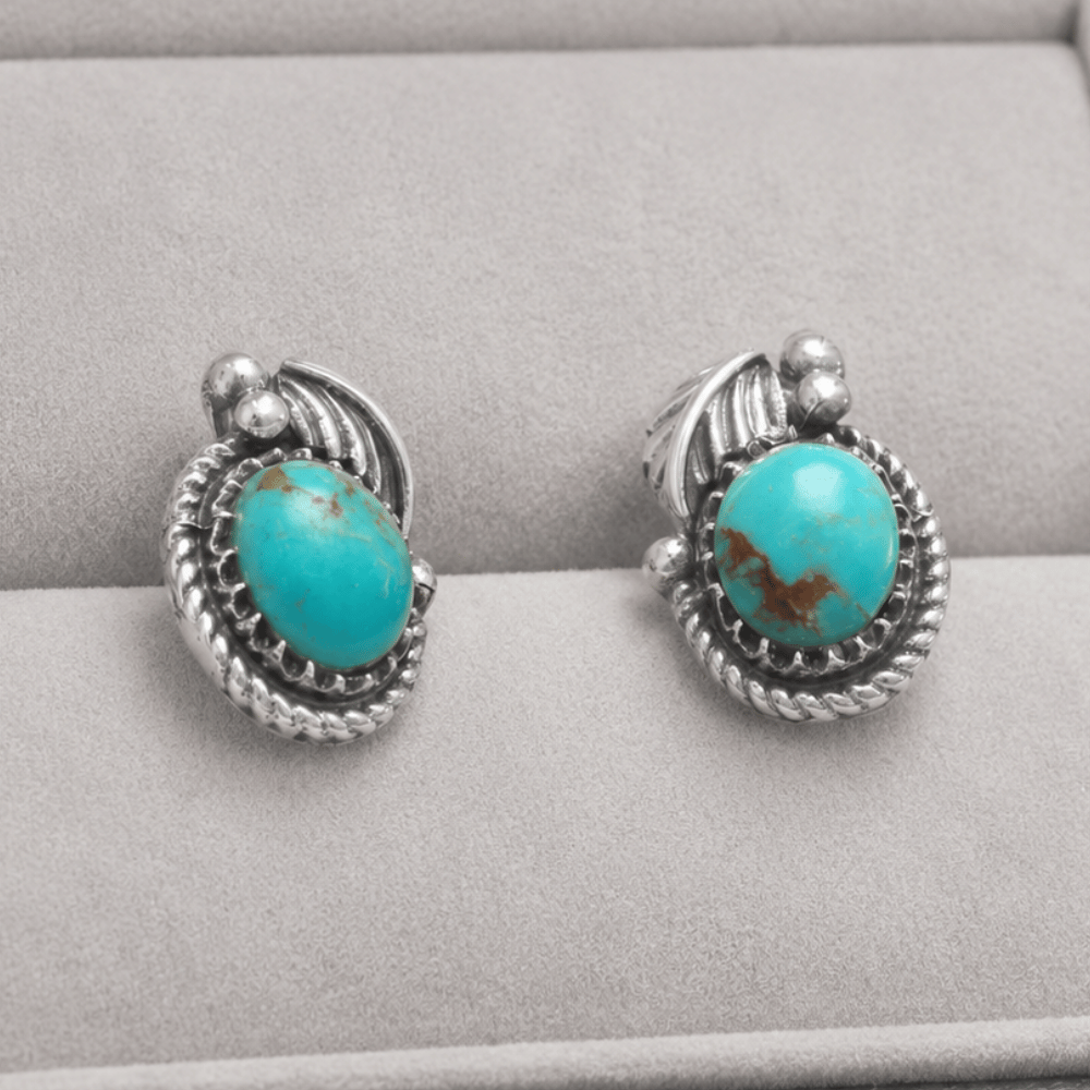 Southwest Style Reconstituted Turquoise Stud Earrings