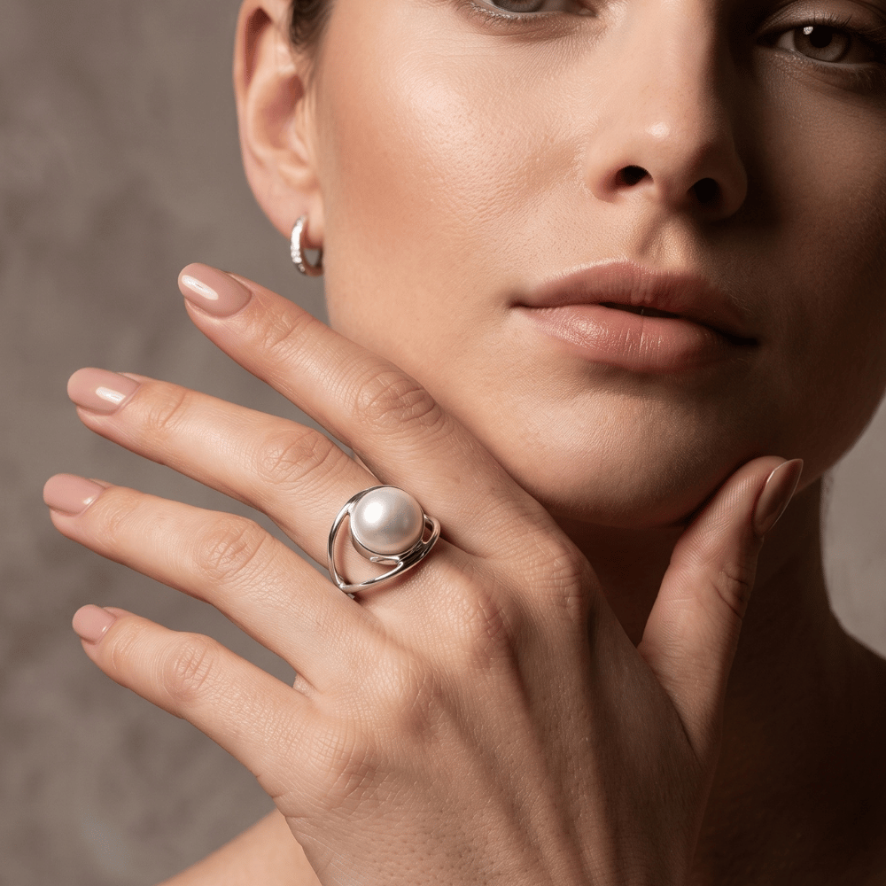 Cultured Freshwater Pearl Open Band Ring