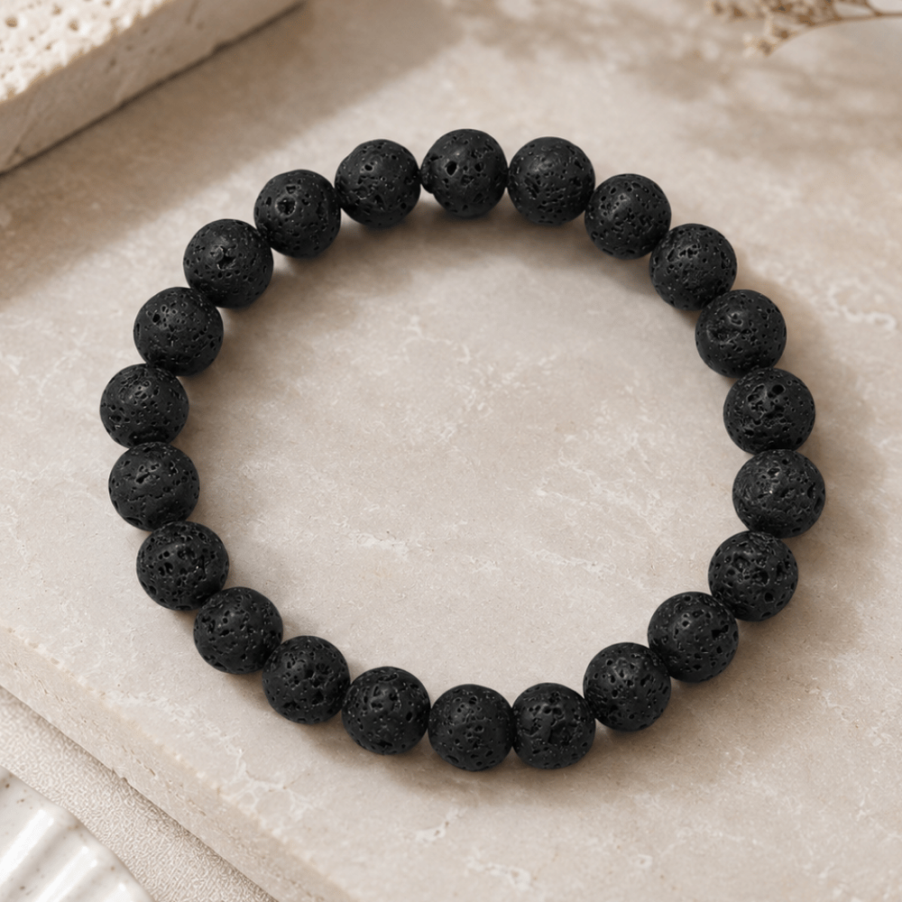 8.75mm Black Lava Stretch Bracelet