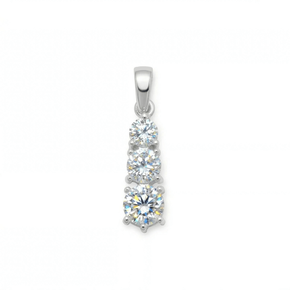 Graduated Three CZ Drop Pendant