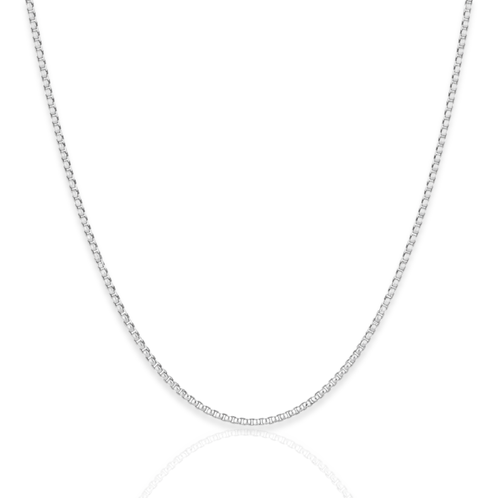 925 Sterling Silver Rhodium Plated Box Chain Necklace - 1.0mm