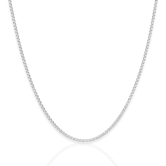 925 Sterling Silver Rhodium Plated Box Chain Necklace - 1.0mm