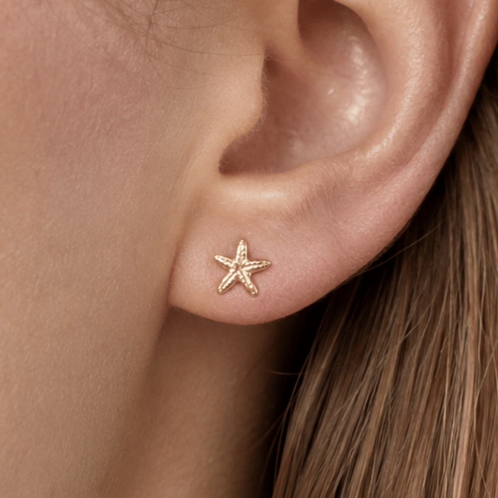 Gold Plated Starfish Stud Earrings