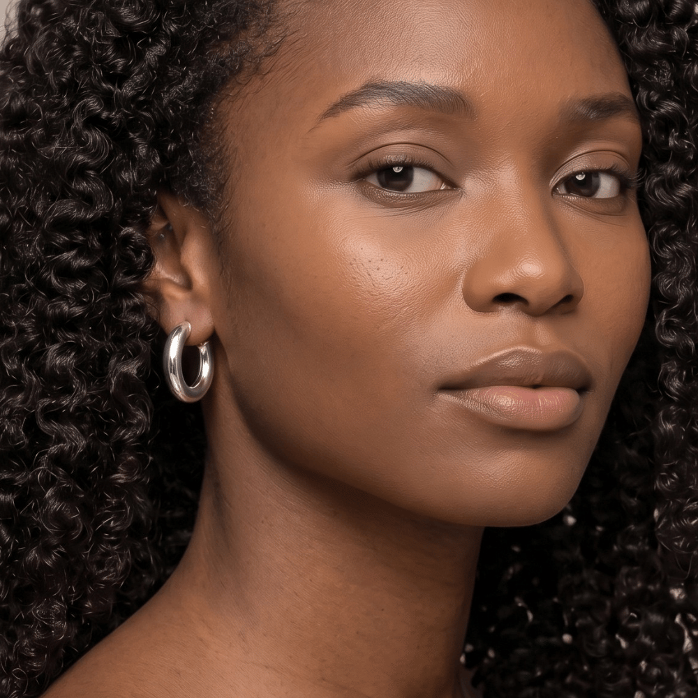 6mm Round Tube Hoop Ball Post Earrings