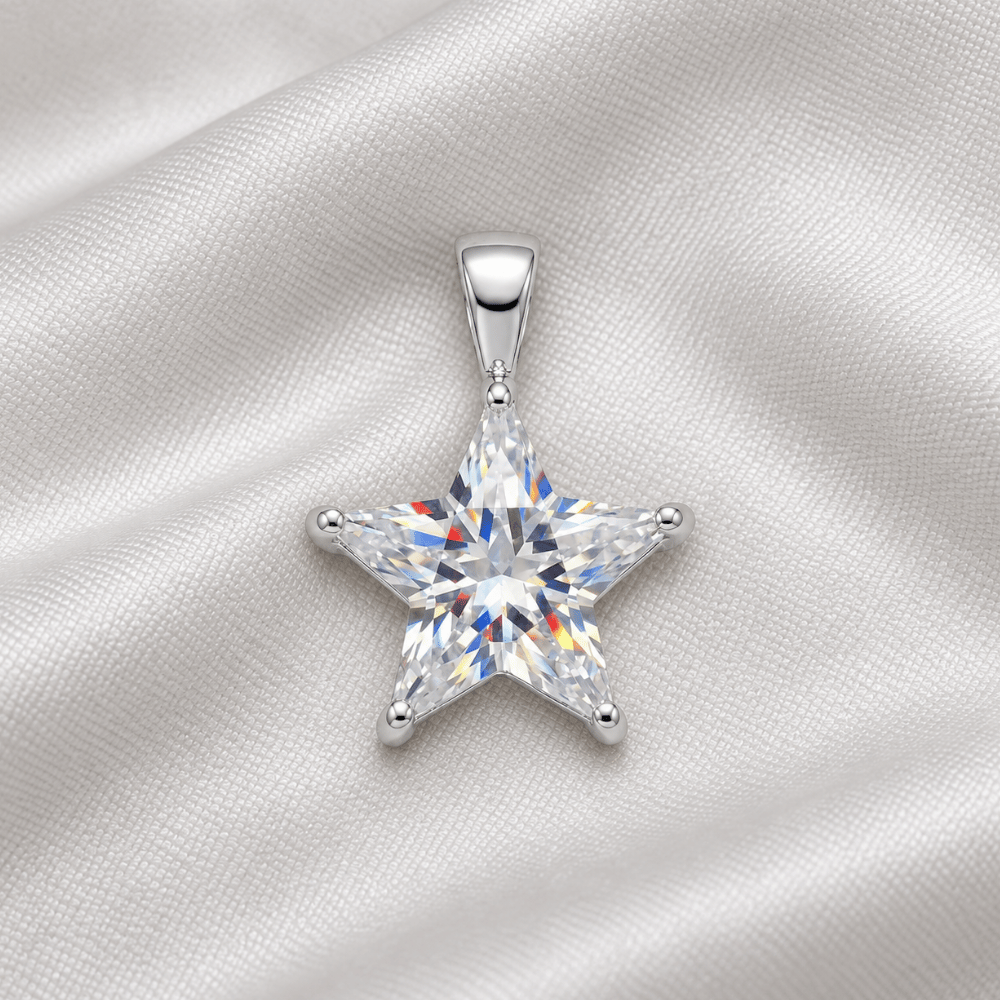 Rhodium Plated CZ Star Pendant