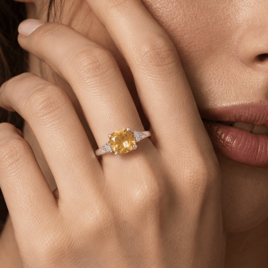 Sterling Silver Citrine and CZ Band