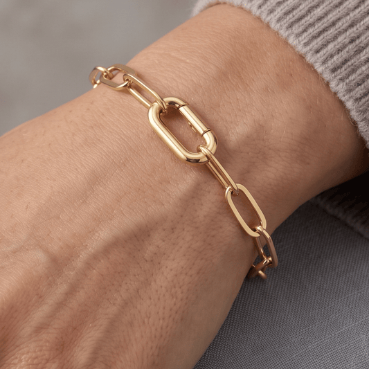 7" 18 Karat Gold Plated Inverted Hinge Fashion Bracelet