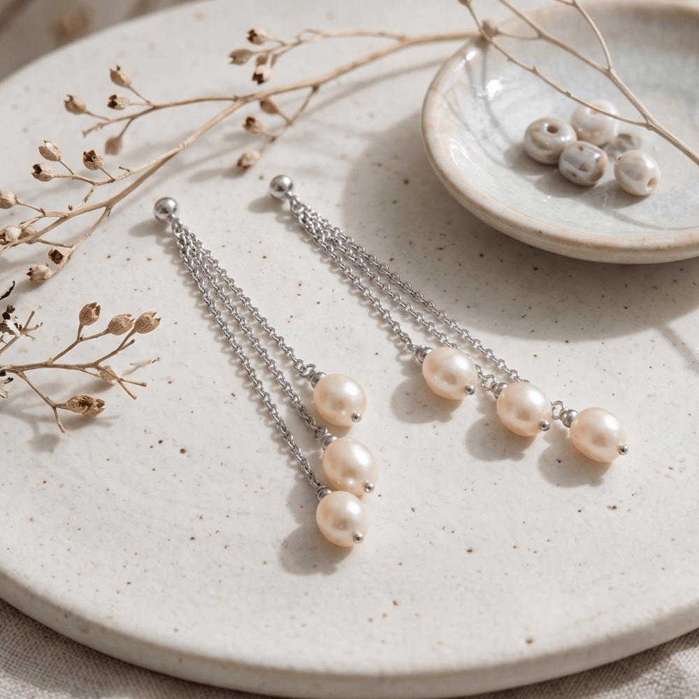 Cultured Freshwater Pearls Chain Drop Earrings