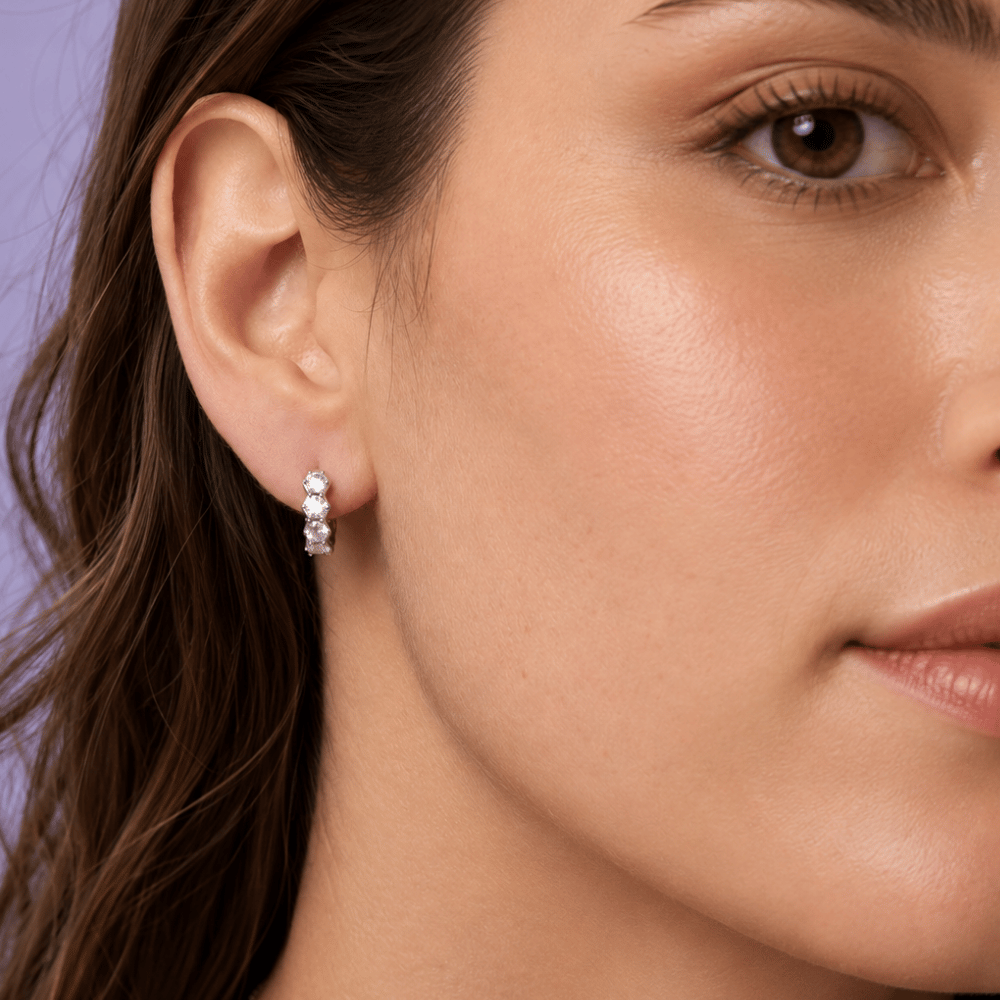 10mm CZ Hoop Earrings