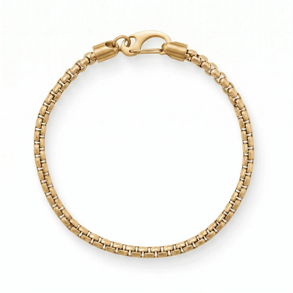 8.5" 4mm Stainless Steel Rounded Box Chain Mens' Bracelet