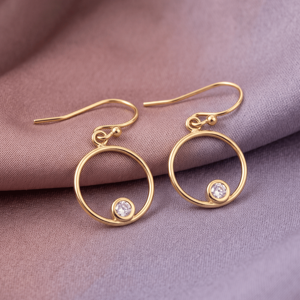 14/20 Gold Filled 15mm Circle with CZ Earrings