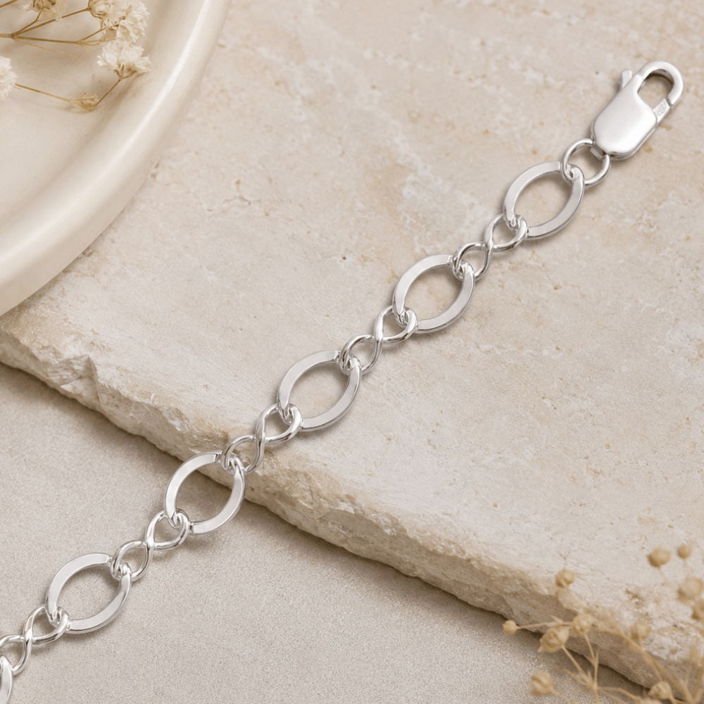 925 Sterling Silver Figure 8 Charm Bracelet - 5.5mm - view 2