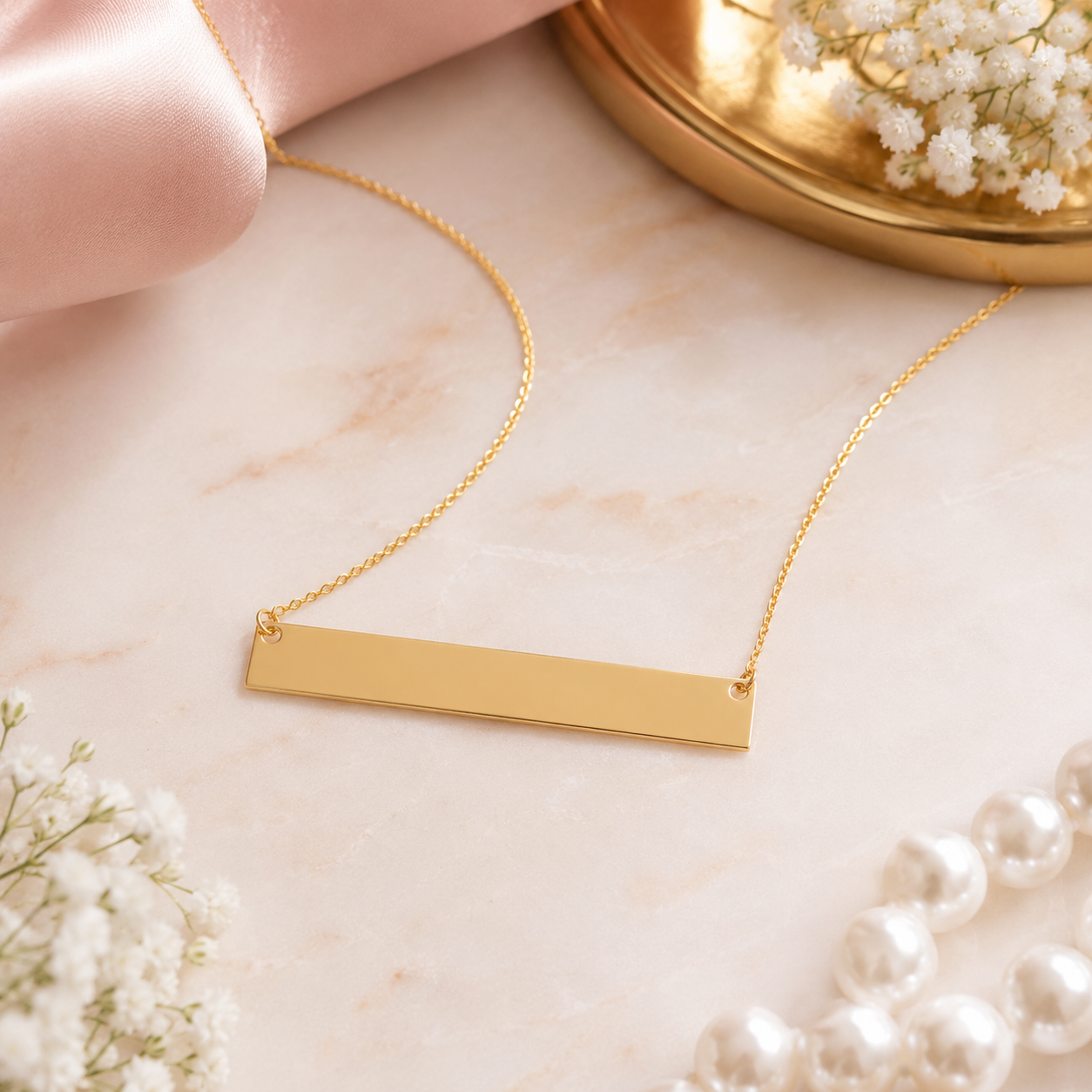 14 Karat Gold Plated Bar Necklace