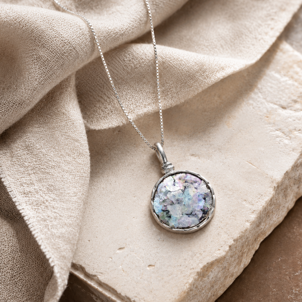 18" Small Round Ancient Glass Necklace