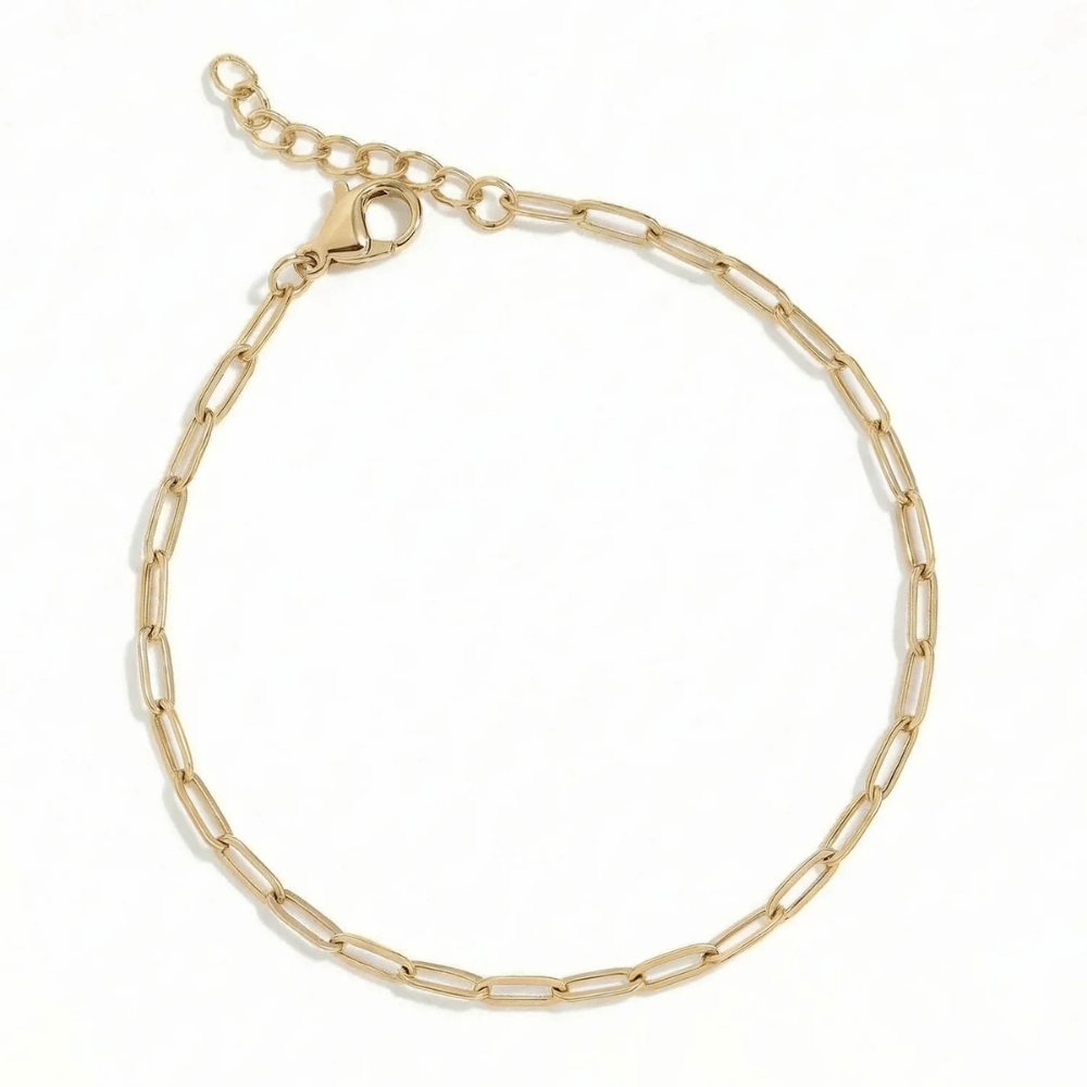 6.5-inch + 1-inch Stainless Steel 2.5mm Paperclip Bracelet - Gold - view 5