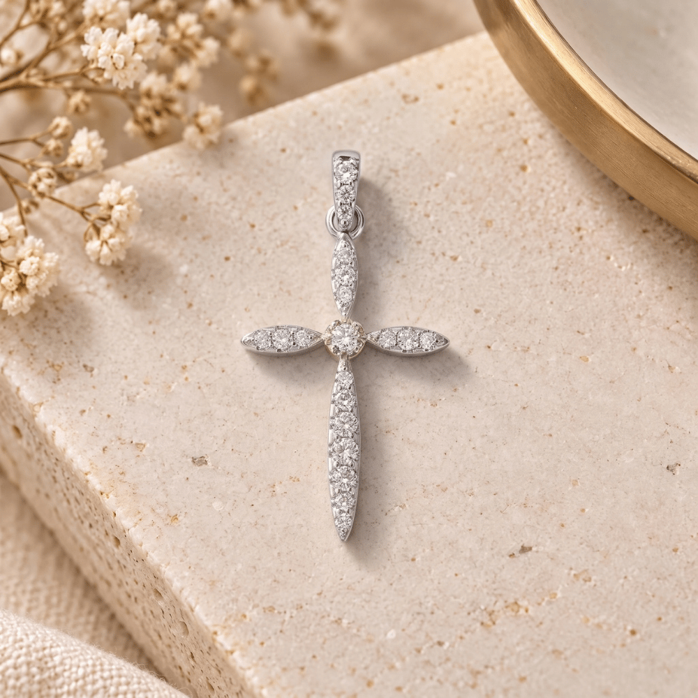 Graduating CZ Cross Pendant