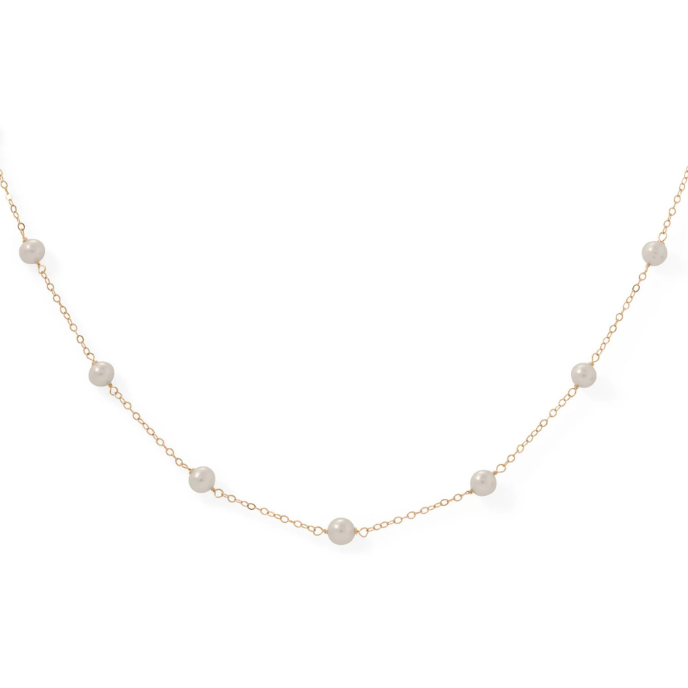 16" Gold Filled 9 Cultured Freshwater Pearl Necklace