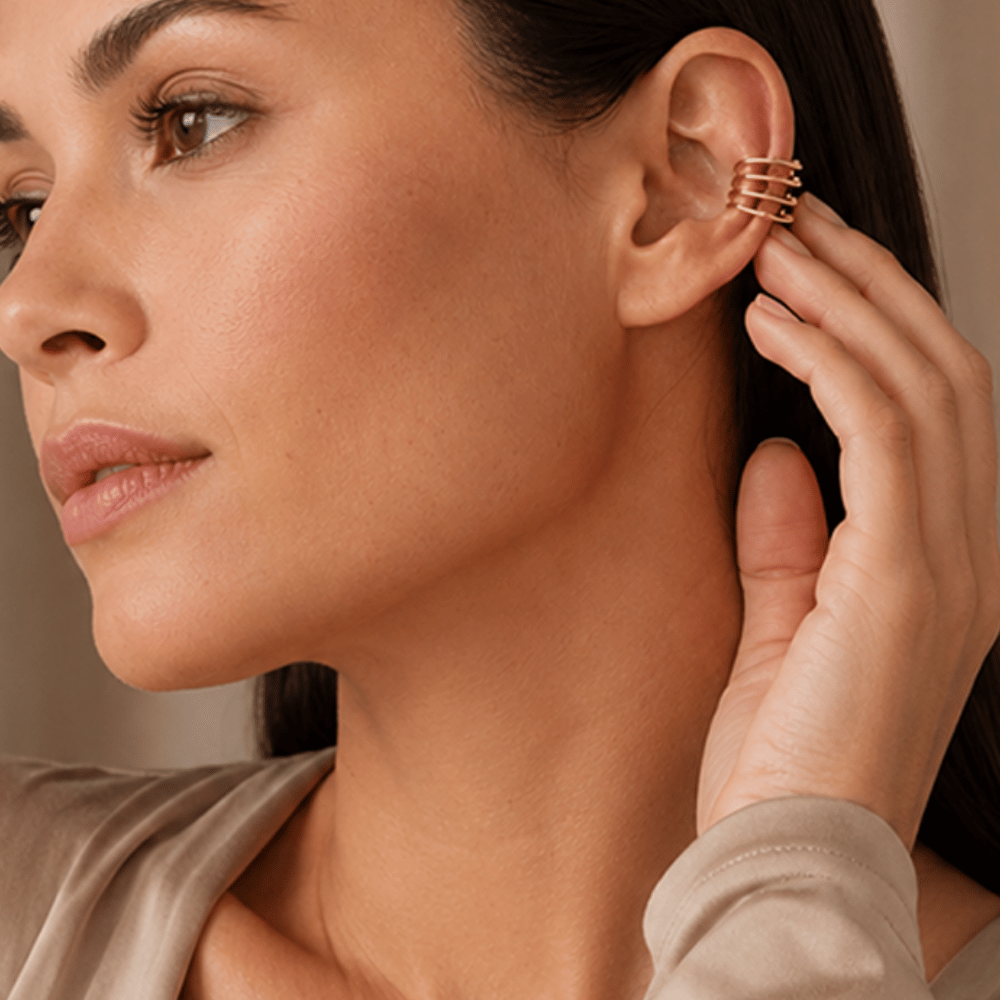 14 Karat Gold Plated Four Row Ear Cuffs