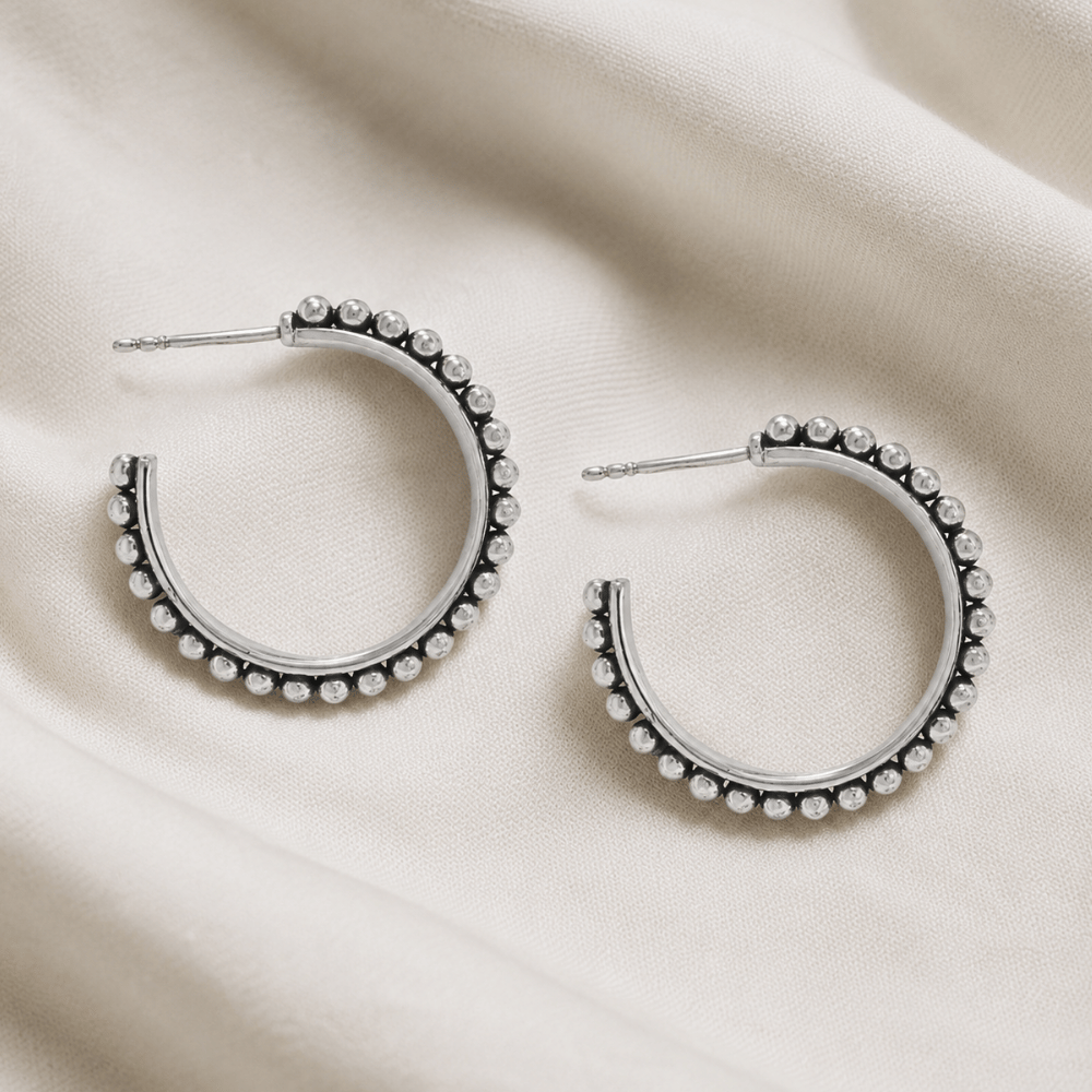 Oxidized Bead 3/4 Hoops